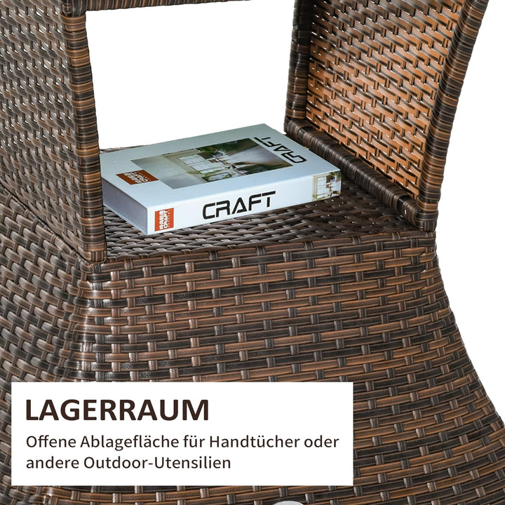 Outsunny Gartentisch Beistelltisch Sonnenschirmständer Gartenmöbel Terrasse Polyrattan Braun 54 x 54