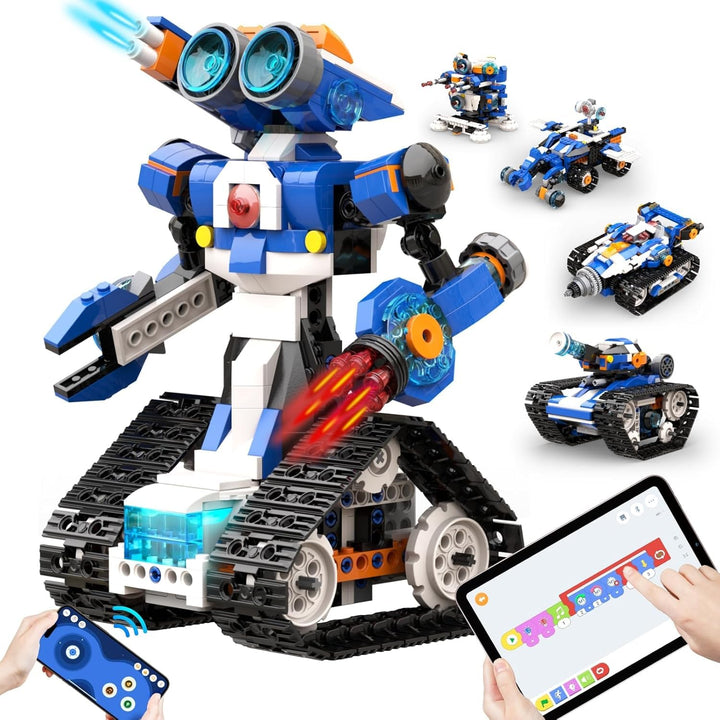 Robot J Programmierbarer Roboter für Kinder, 6-in-1 Kreativer Roboter Bausatz, App-Ferngesteuerter K