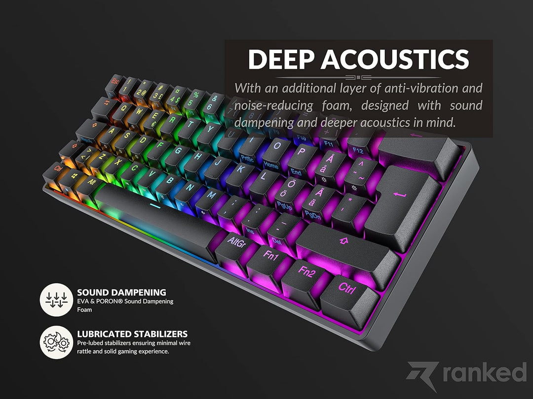 N60 Nova Mechanische 60 Prozent Tastatur | Hotswap Gaming Keyboard | 62 Programmierbare Tasten mit R