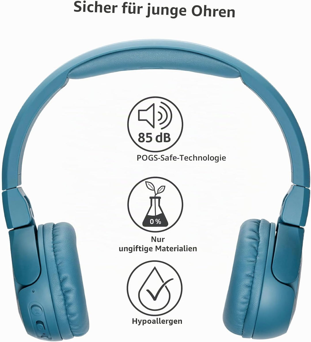 POGS Drahtloser Bluetooth Kinderkopfhörer | The Gecko 2 | Faltbarer robuster Kinderkopfhörer ab 3 Ja