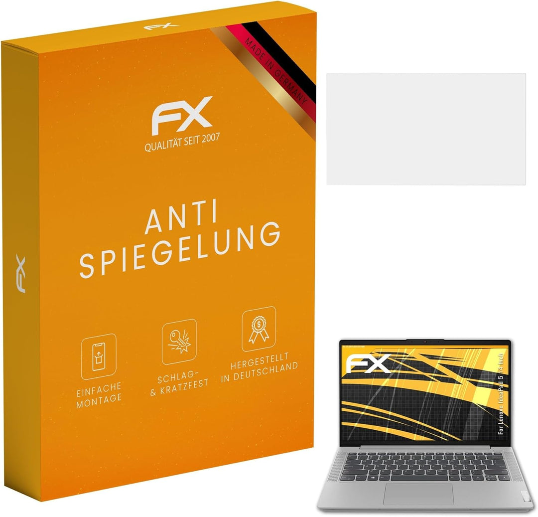 atFoliX Panzerfolie kompatibel mit Lenovo IdeaPad 5 14 Inch Schutzfolie, entspiegelnde und stossdämp
