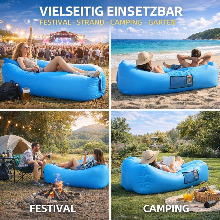 AngLink Luftsofa, 2022 Neu Kissenentwurf Wasserdichtes Aufblasbares Sofa Air Lounger mit 2 Lufteinla