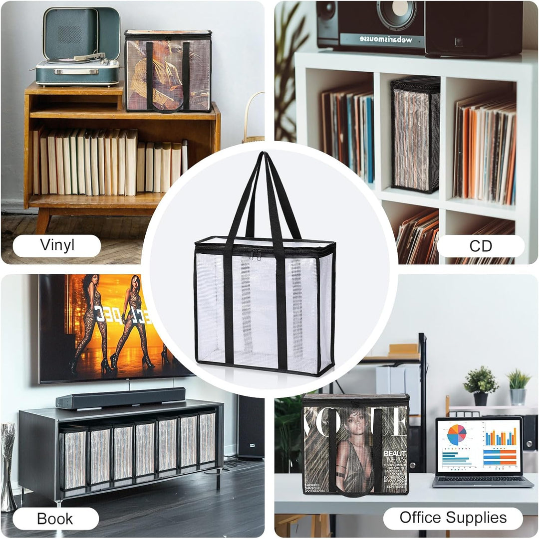 Facmogu LP Vinyl Record Storage Bag (3 Pack), Clear Record Storage Cases für ca. 110 Alben Lagerung