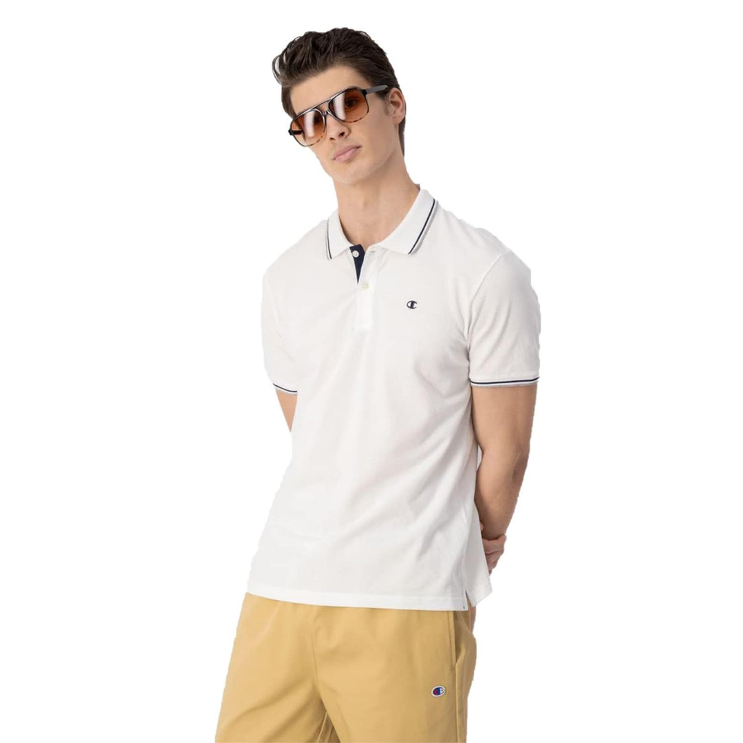Champion Herren Legacy Polo Gallery Light Cotton Piqué C-Logo Polohemd XL Weiss, XL Weiss