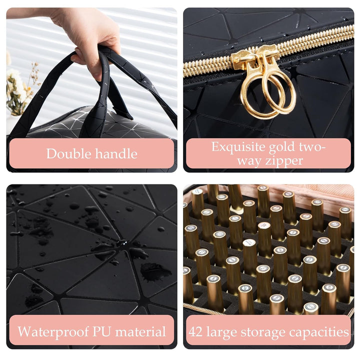 Uross Nagellack Organizer für 54 Nagellackflaschen und 1 LED-Nagellampe, Nagellack Aufbewahrung Tasc