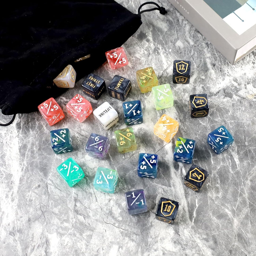 80 Stück MTG Würfelzähler Set, D6 D20 Dice, MTG-Commander Würfel-Set | AbilityKeyword Zähler, Schild