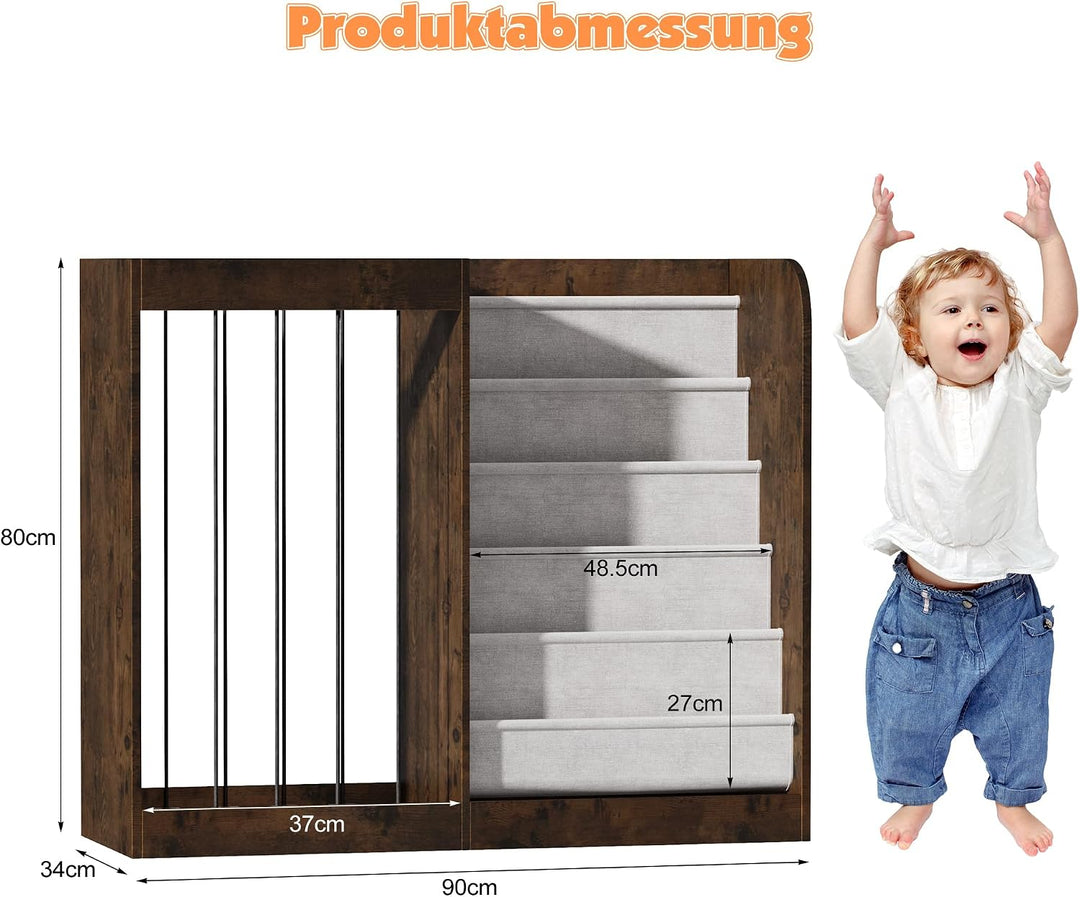 NACHES Kinder Organizer für Kinderzimmer Spielzimmer (Braun, 90x34x80cm) | Spielzeugregal Kuscheltie