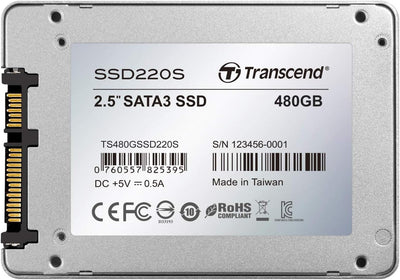 Transcend 480GB SATA III 6Gb/s SSD220S 2.5” SSD TS480GSSD220S 480GB Standardverpackung, 480GB Standa