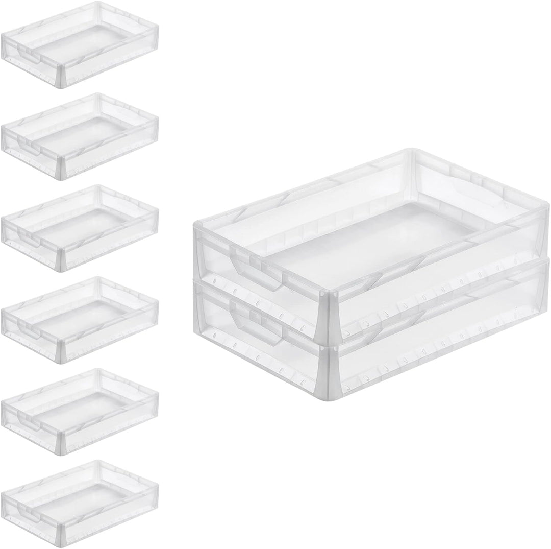 PROREGAL SuperSparSet 8x Transparenter Eurobehälter LightLine mit offenem Griff | HxBxT 12x40x60cm |
