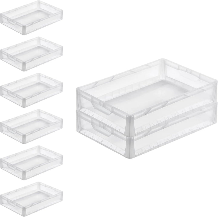 PROREGAL SuperSparSet 8x Transparenter Eurobehälter LightLine mit offenem Griff | HxBxT 12x40x60cm |