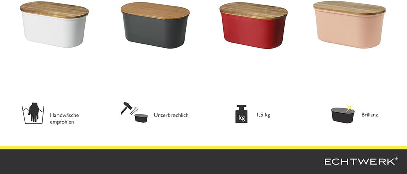 ECHTWERK Brotkasten “FRESH“, Brotbox, Platzsparende Aufbewahrungsbox, Brotkorb mit Deckel und Schnei