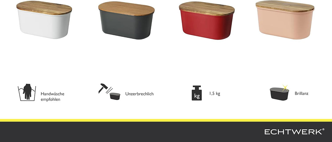 ECHTWERK Brotkasten “FRESH“, Brotbox, Brotaufbewahrung, Platzsparende Aufbewahrungsbox, Brotkorb mit