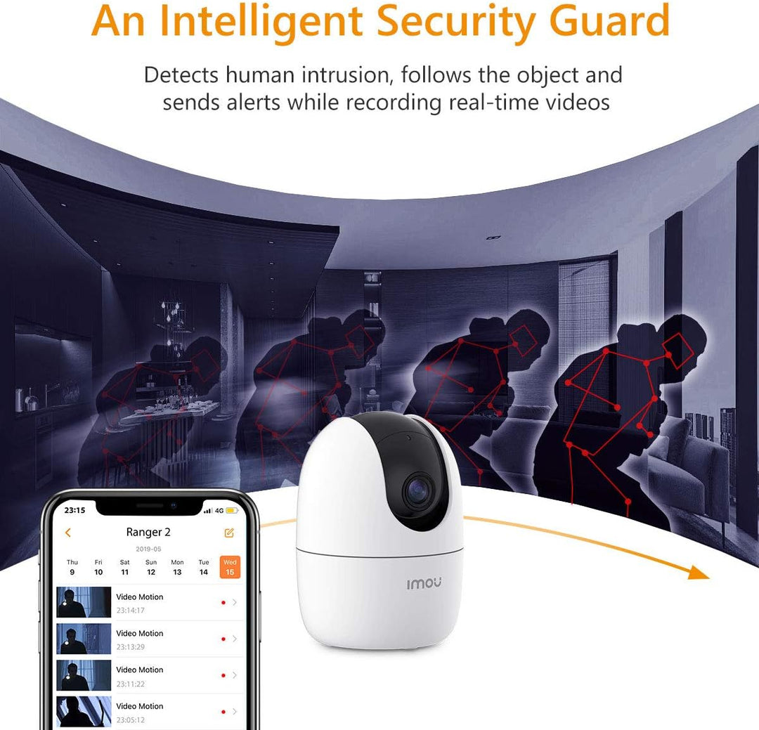 Imou Ranger 2 5 MP (IPC-K2EN-5H2W) - Motorisierte WLAN-Dome-Kamera mit 5 MP verfügt über IA, Selbstt
