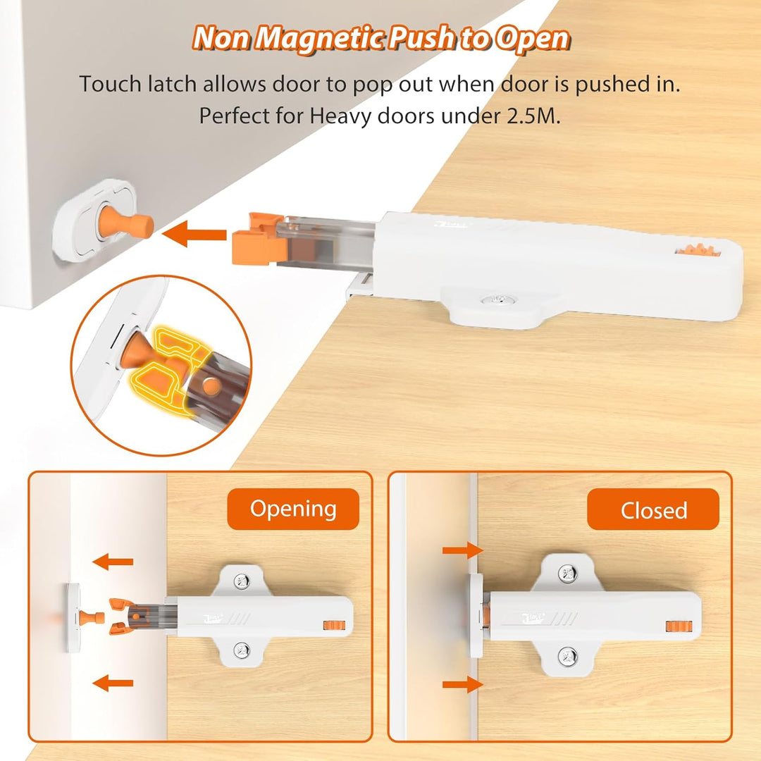 Push to Open Türöffner Heavy Duty Jiayi 2 Stück Drucktüröffner Magnet Schrank 40 N Feder Schnappvers