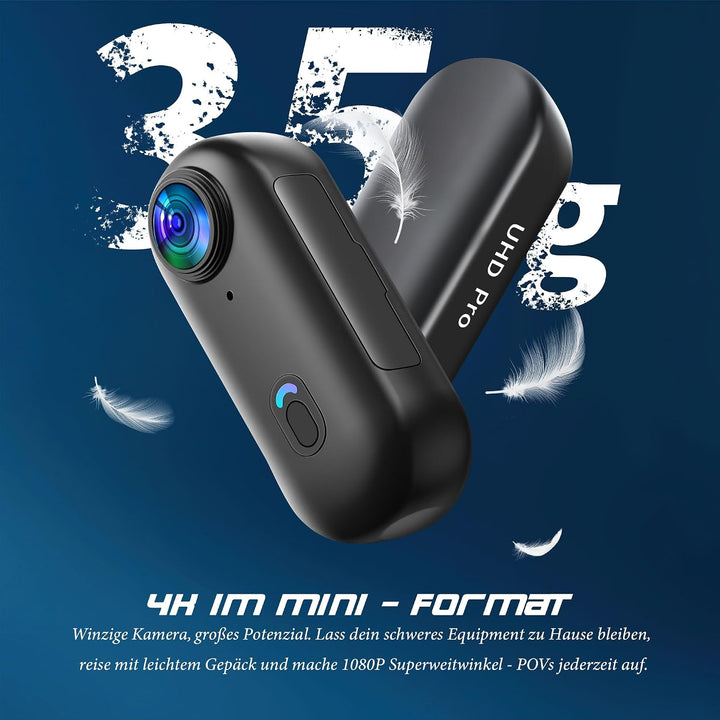 Mini Action Cam WiFi, 4K Bodycam Körperkamera, Unterwasserkamera