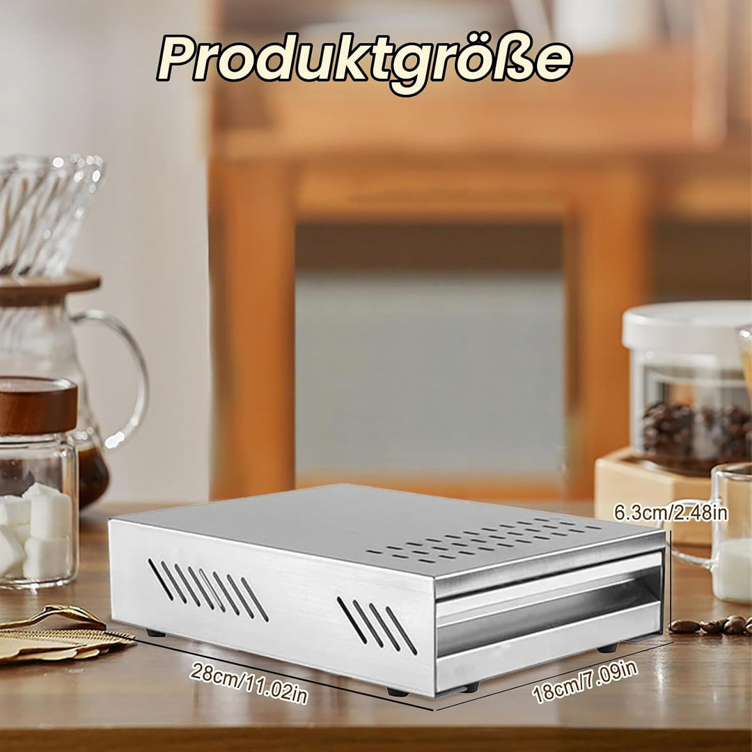 Kaffee-Klopf-Box-Behälter, Edelstahl Kaffeemühlen Klopf Box, Schublade Verdickter Espresso mit Abneh