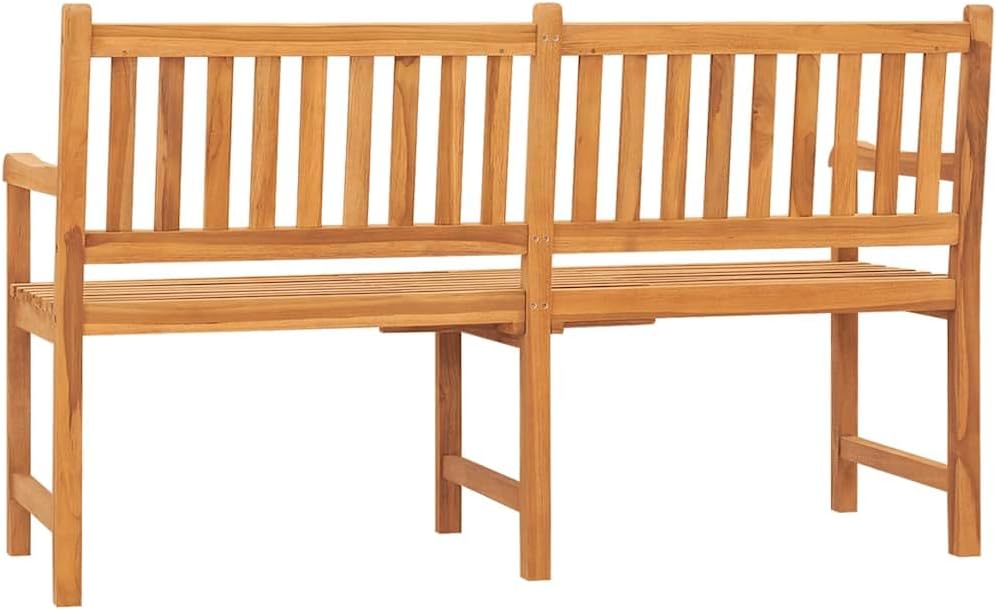 vidaXL Teak Massiv Gartenbank 3-Sitzer mit Tisch Klapptisch Sitzbank Parkbank Holzbank Massivholzban