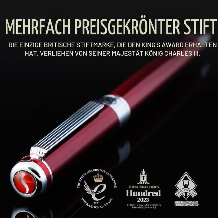 Scriveiner Kugelschreiber Deep Crimson Red - Hochwertiger Design Kugelschreiber in Purpurrot mit Chr