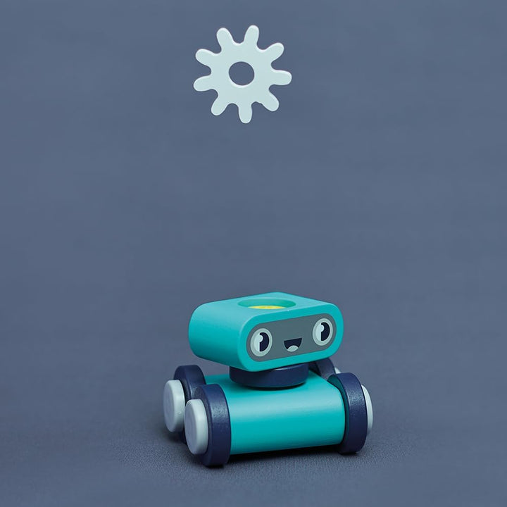Janod - Brico'Kids Grosse Roboter-Werkbank - Bauspiel Kind - 51 Bauelemente + 3 Werkzeuge + 1 Robote