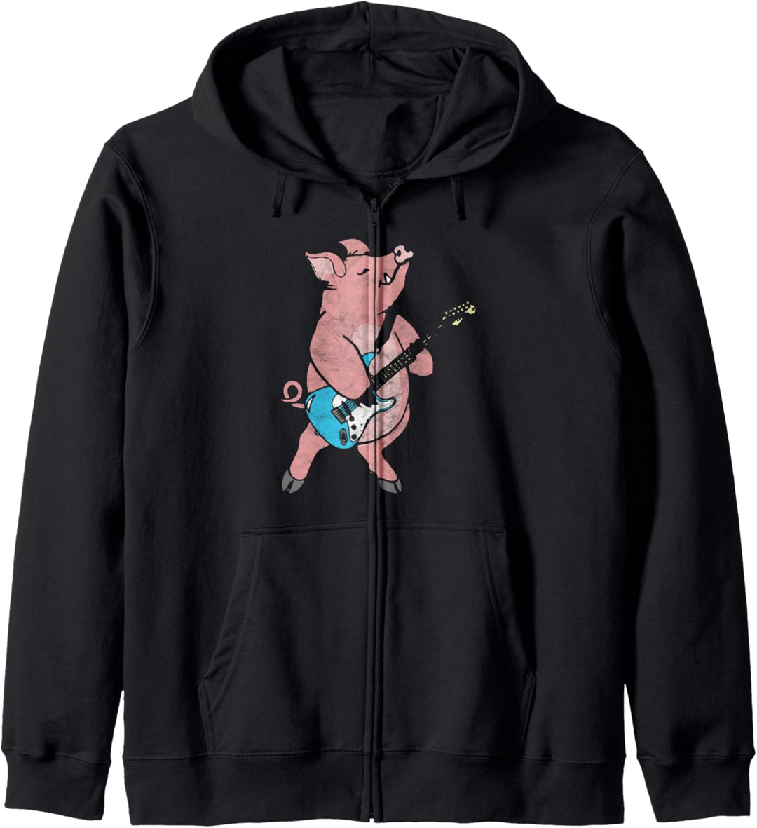 Pig Playing Electric Guitar Rock & Roll Funny Music Kapuzenjacke