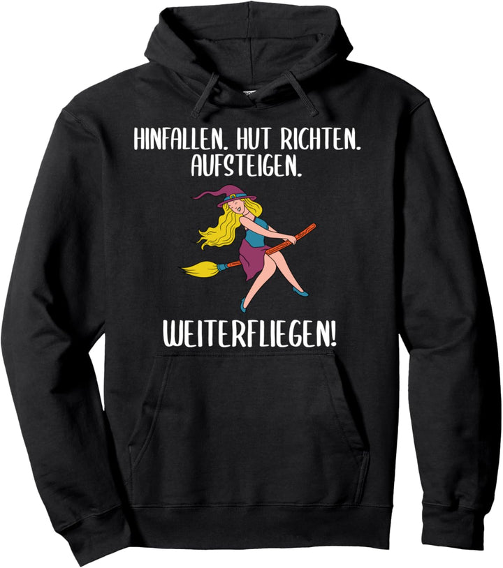 Lustiger Hexenspruch Hexe Humor Zauberin Besen Katze Fun Pullover Hoodie