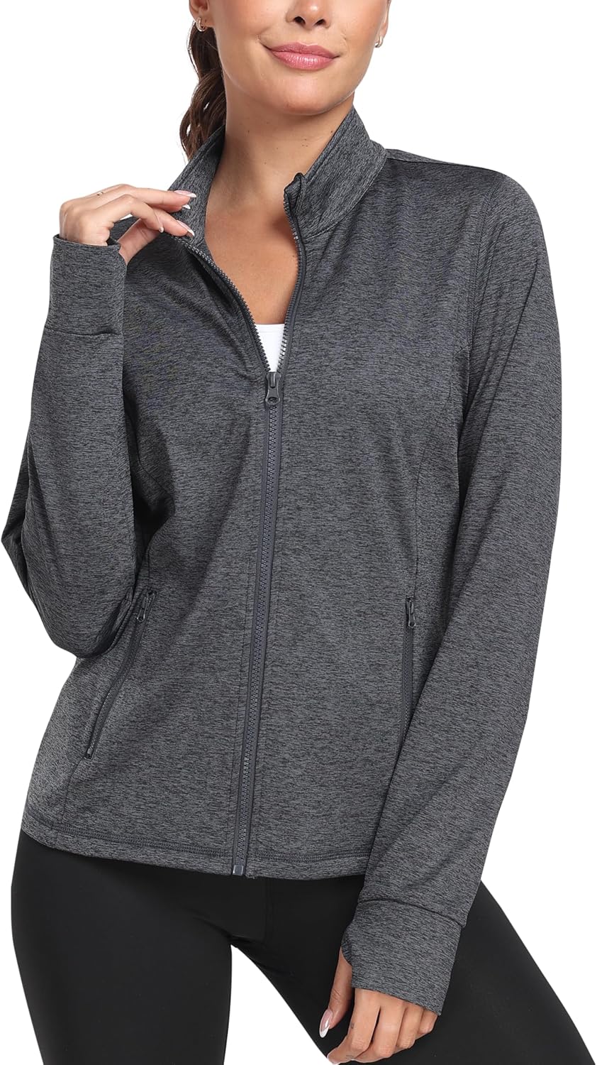 MoFiz Sportjacke Damen Leicht Trainingsjacke Mikrofleece Sweatjacke Wandershirt mit Reissverschluss