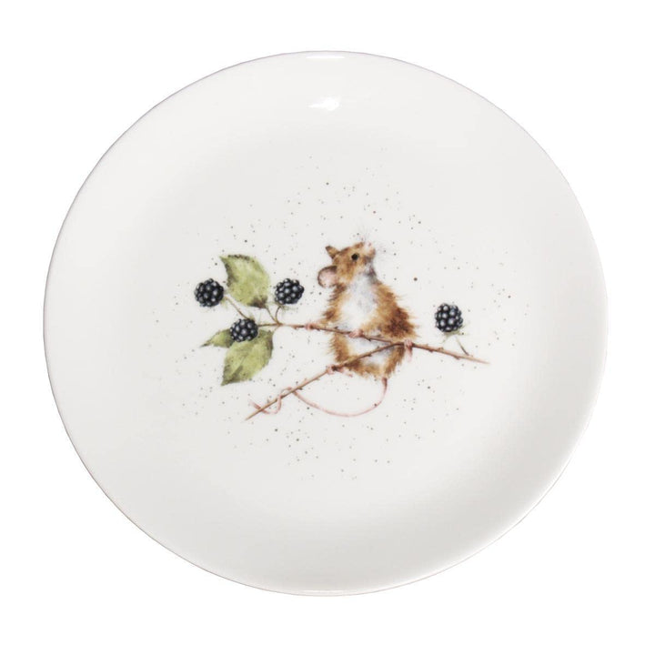440s Wrendale Designs Porzellan-Kuchenteller Brombeer-Maus ca. 20,5 cm D Dessert-Platte Frühstück mi