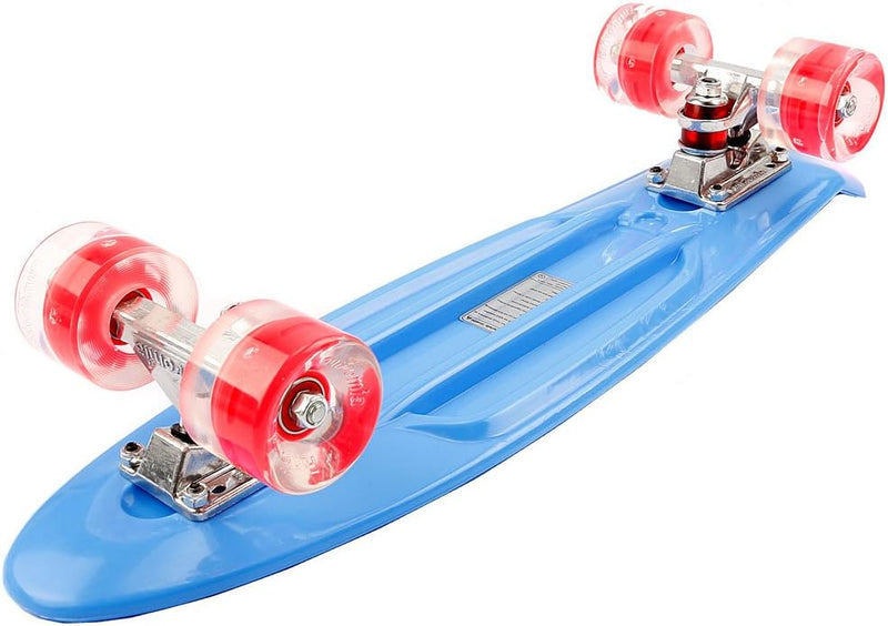 FunTomia Skateboard 57cm Mini-Cruiser Board mit T-Tool, ABEC-9 Kugellager, LED Rollen, Kinder Anfäng