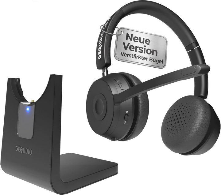 GEQUDIO GB-2 Headset mit Mikrofon Bluetooth | Kopfhörer Kabellos | Passives Noise Cancelling | 2 Ger