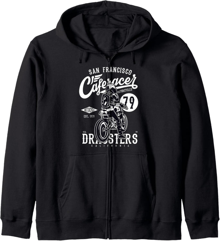 San Francisco Cafe Racer Dragster Classic Motorrad Vintage Kapuzenjacke