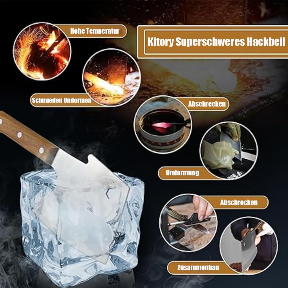 Kitory Hackmesser 15 cm Klinge, Küchenbeil für gefrorenes Fleisch und grosse Knochen, Extrem Scharf