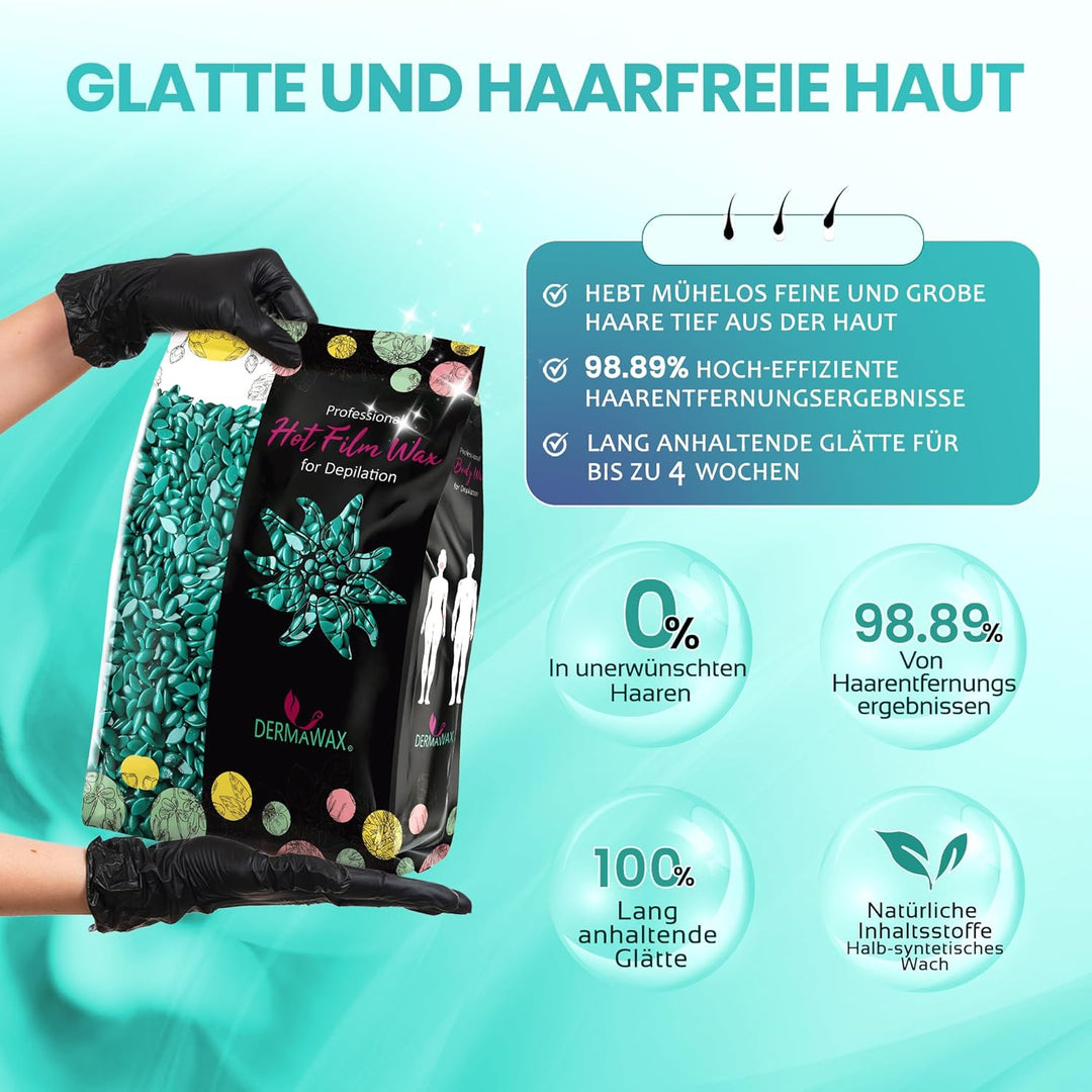 Dermawax Azulen Film Wachs mit Kokosnussöl Heisswachs Hartwachs Waxing Perlen Wachsperlen zur profes