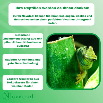12x Novatool Kokosziegel fein | 96 Liter | gepresste Bio Humusziegel | Terrariumerde |650g 20x5,5x10