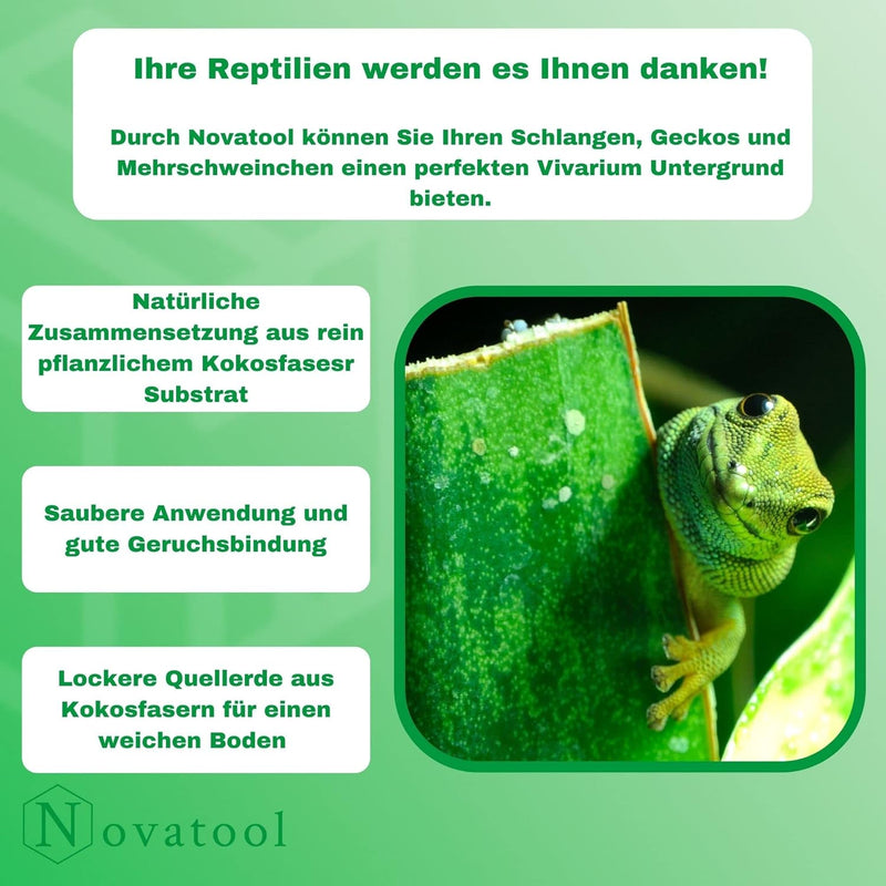 12x Novatool Kokosziegel fein | 96 Liter | gepresste Bio Humusziegel | Terrariumerde |650g 20x5,5x10