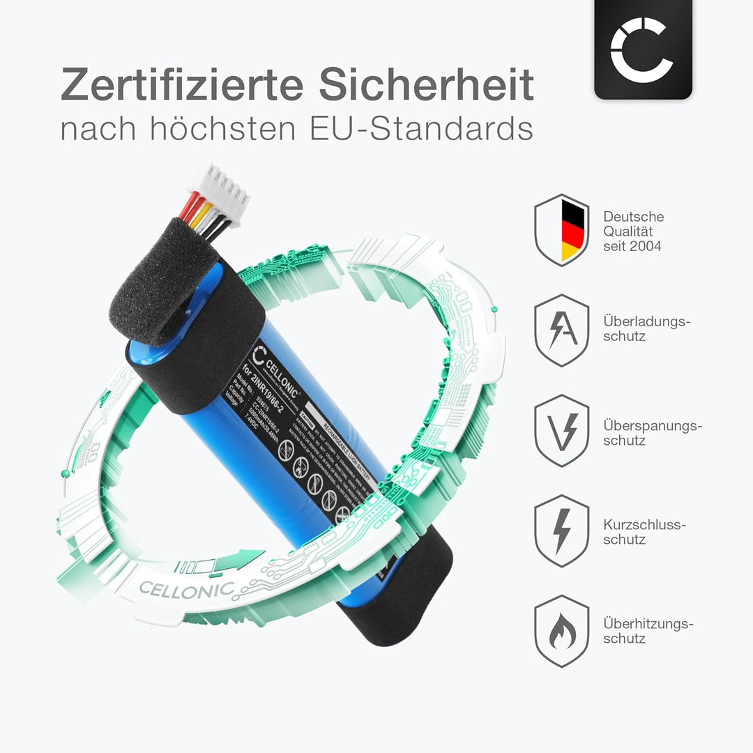 CELLONIC, Lautsprecherakku kompatibel mit JBL Xtreme 2 (5200mAh, 7.4V) Ersatzakku 2INR19/66-2 1x Akk
