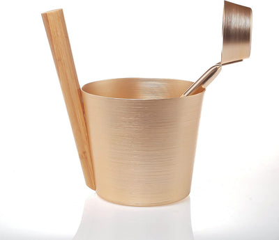 SULENO - Sauna Set ANEA Aufgusskübel Schöpfkelle Saunakübel Kübel Kelle (gold