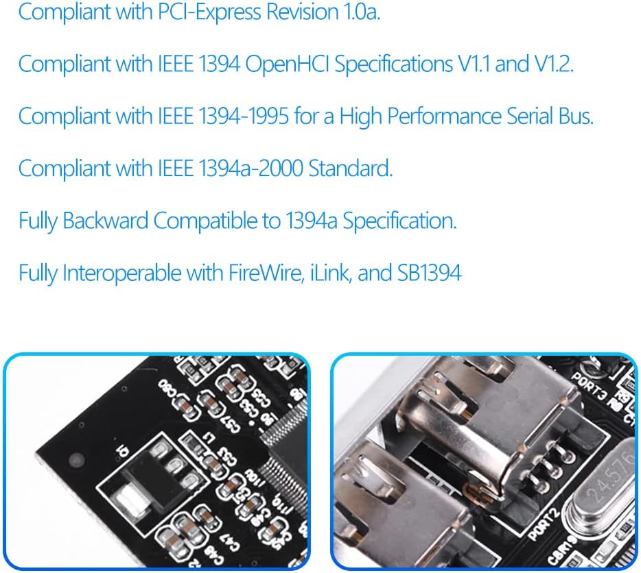 PCI Express Karte, PCI-E PCI Express FireWire 1394a IEEE 1394 Controller Karte mit Firewire Kabel 80
