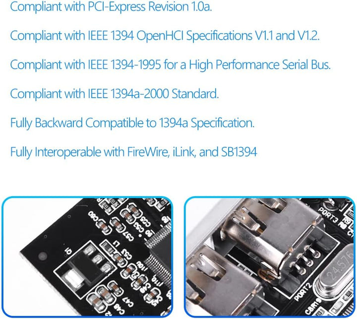 PCI Express Karte, PCI-E PCI Express FireWire 1394a IEEE 1394 Controller Karte mit Firewire Kabel 80