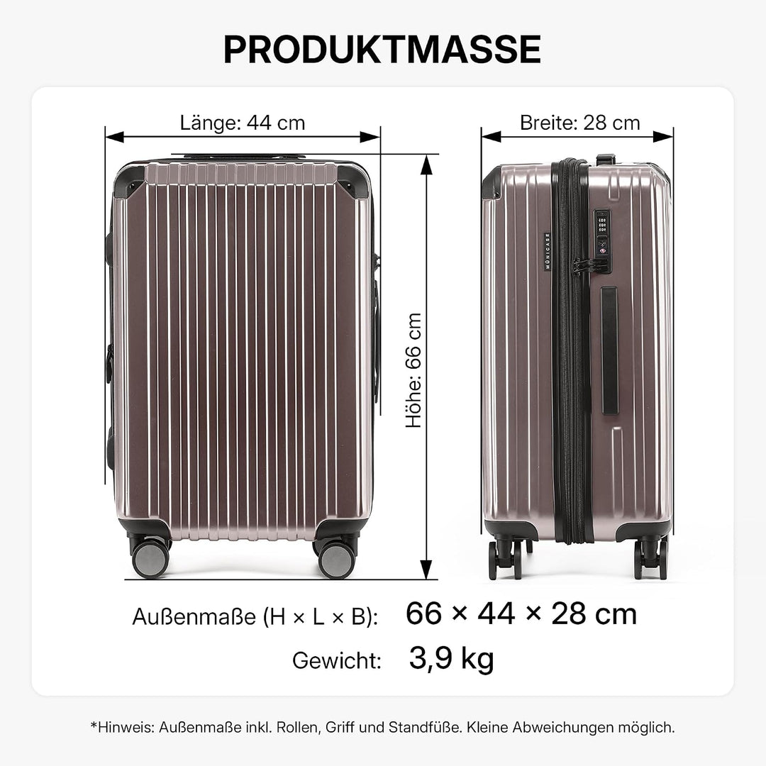 M816 TSA-Schloss Koffer Reisekoffer Trolley Kofferset Hardschale Boardcase (Coffee, Mittler Koffer)