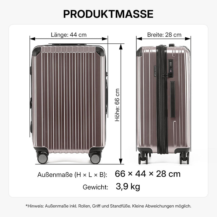 M816 TSA-Schloss Koffer Reisekoffer Trolley Kofferset Hardschale Boardcase (Coffee, Mittler Koffer)