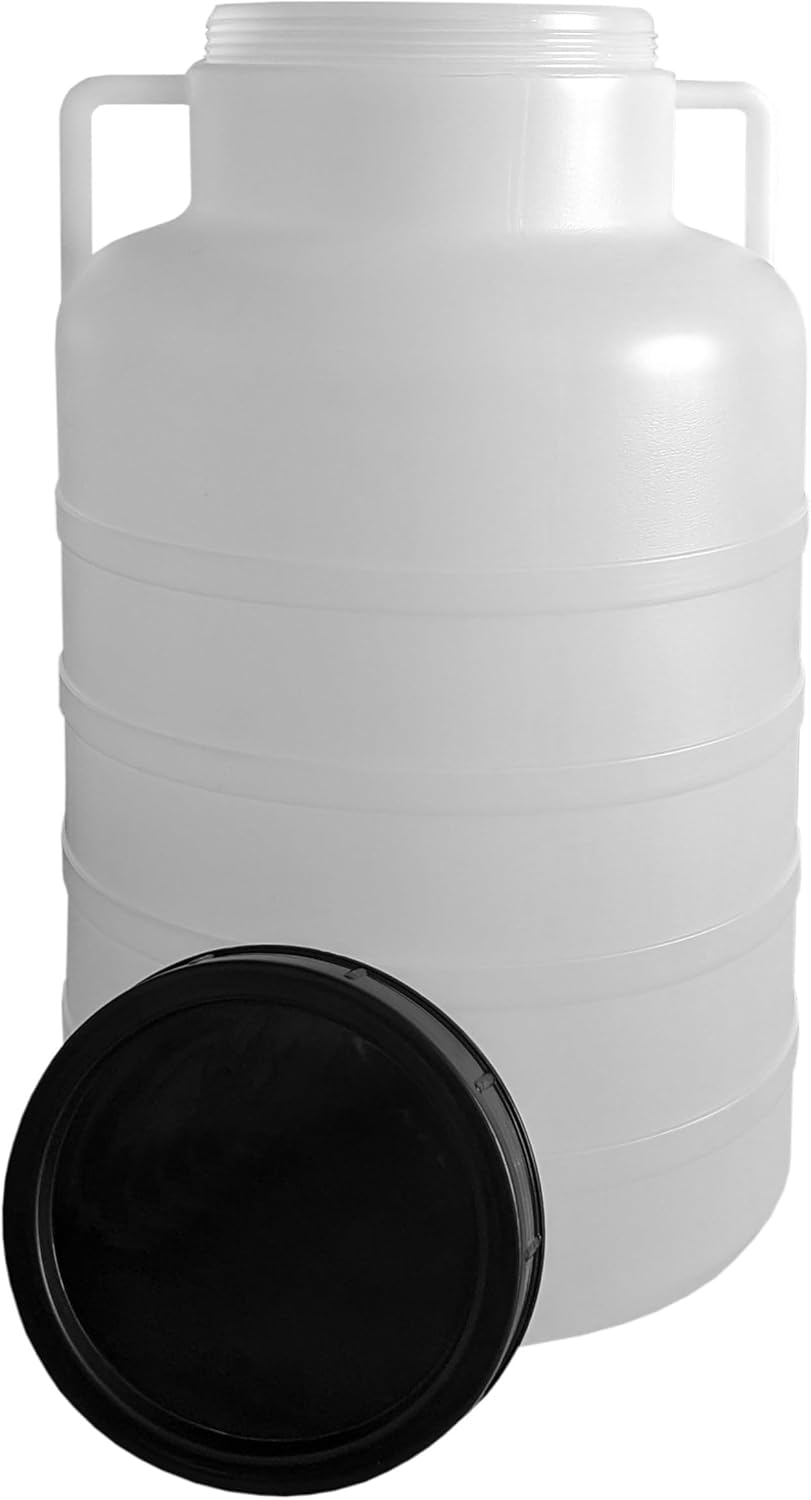 Plasteo® 60 Liter Weithalsfass Natur Rund mit Deckel und Henkeln, Lebensmittelecht und BPA-Frei, Fut