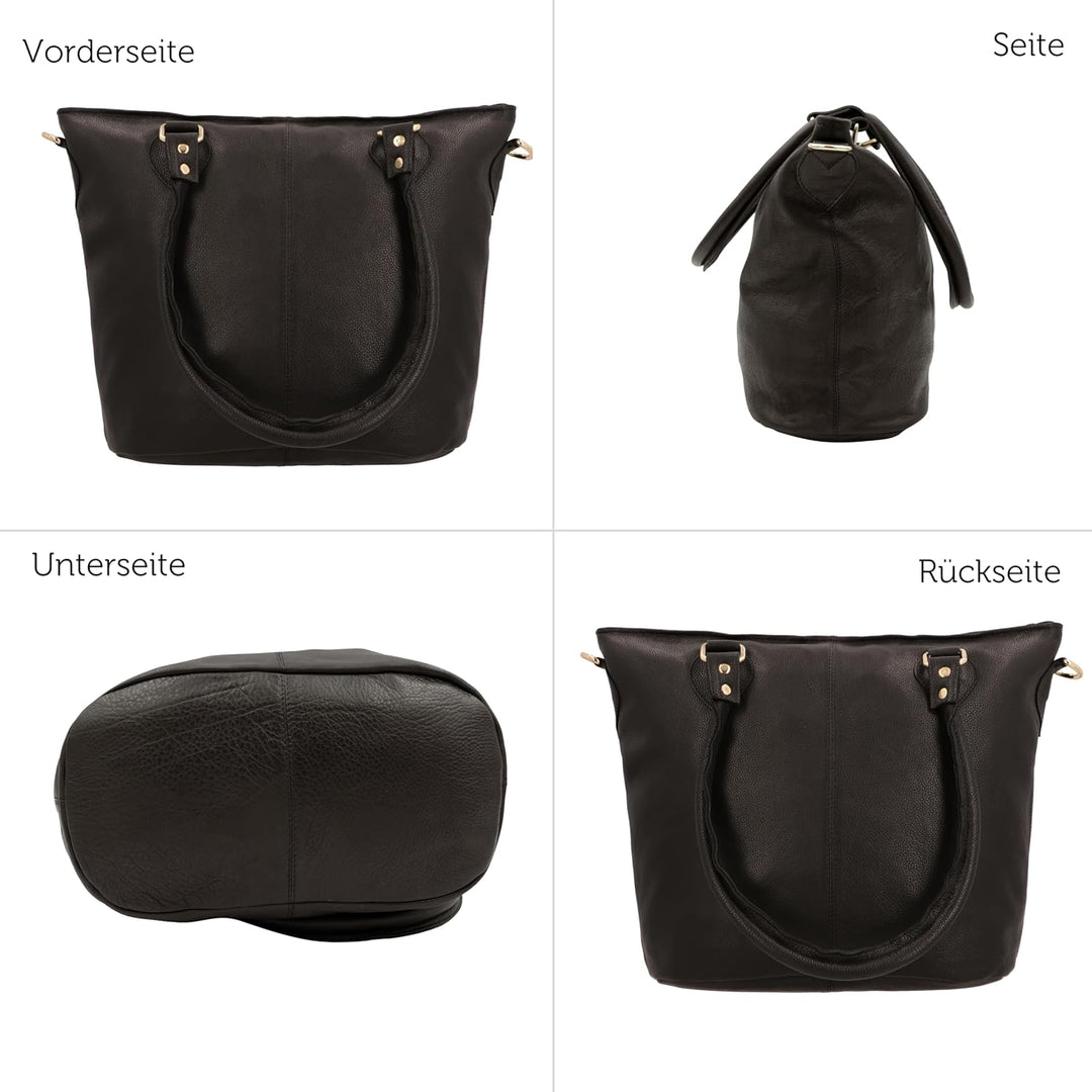 Gusti Shopper Leder - Therese Handtasche Damen Umhängetasche Vintage mit Reissverschluss Shopper Led