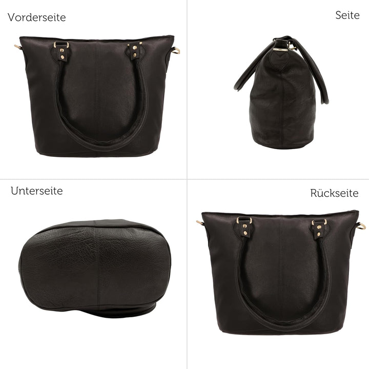 Gusti Shopper Leder - Therese Handtasche Damen Umhängetasche Vintage mit Reissverschluss Shopper Led