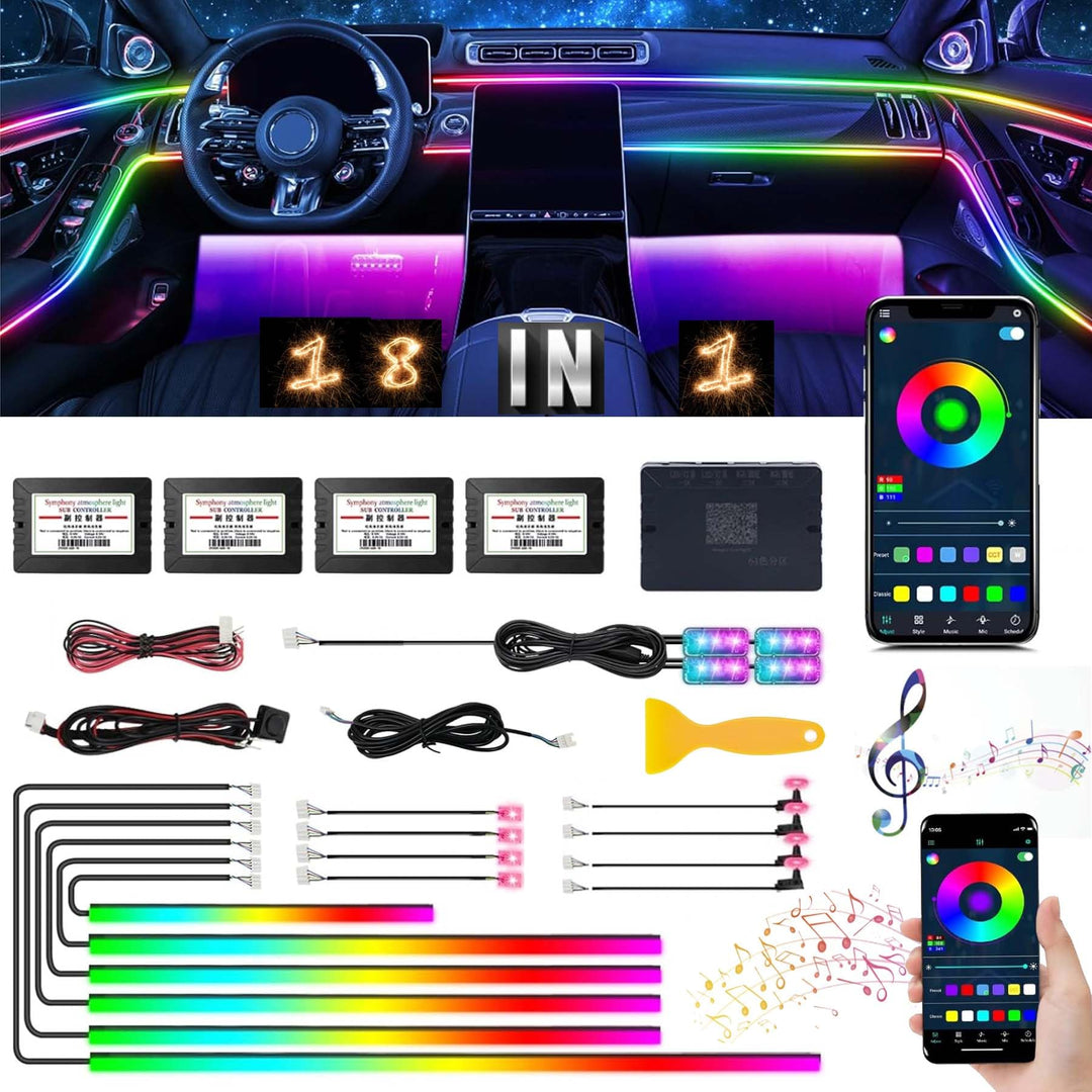 Sunshine smile Auto LED Innenbeleuchtung,6M/ 18 in 1 RGB Auto Innenraumbeleuchtung,App+Fernbedienung