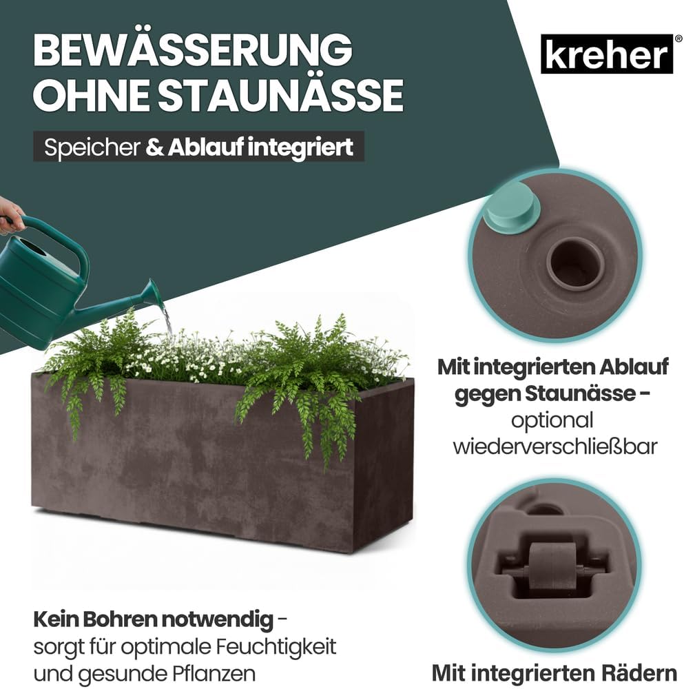 Kreher XL Pflanzkasten Millennium in verschiedenen Formaten und Farben. Tolle Naturstein Optik in Br