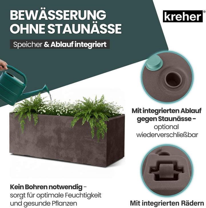 Kreher XL Pflanzkasten Millennium in verschiedenen Formaten und Farben. Tolle Naturstein Optik in Br