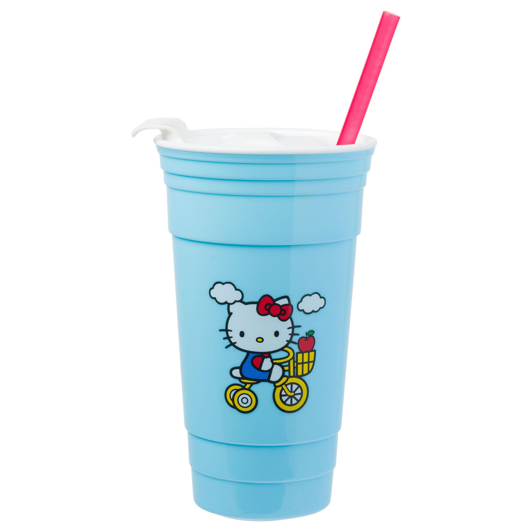 Silver Buffalo Sanrio Hello Kitty Trinkbecher mit Deckel und Strohhalm, Kunststoff, 907 ml Hello Kit