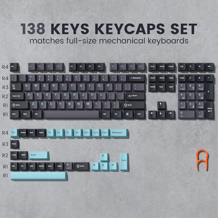 dagaladoo Double Shot PBT-Tastenkappen-Set, benutzerdefinierte Tastatur-Tastenkappen, komplettes Set
