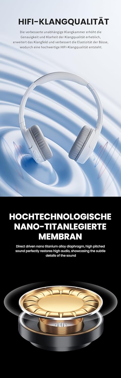 KO-Star BT-1700 Bluetooth Over-Ear Kopfhörer – BT 5.2, 40 mm Treiber, AUX & kabellos, Mikrofon, falt
