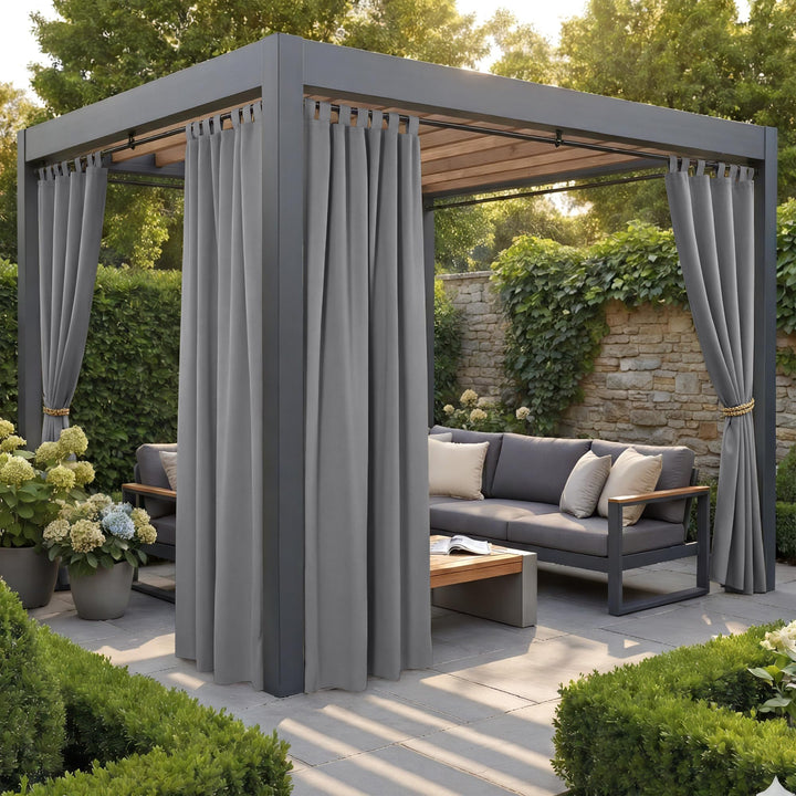 PONY DANCE Terrasse Vorhänge Outdoor Gardinen mit Abnehmbaren Schlaufen 4er Set H 213 x B 132 cm Out